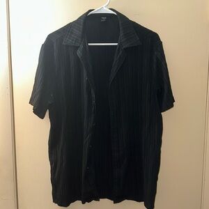 Textured Black Button Down Shirt